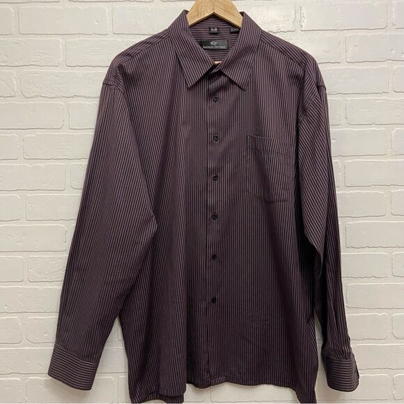 ANTONIO Germani button down shirt dark purple classic lined XL 17 or 17 1/2 - Picture 9 of 9